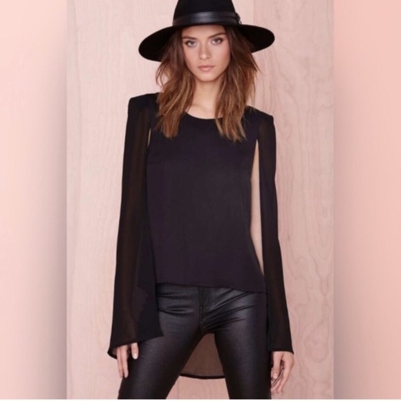 Nasty Gal Tops - NWT Nasty Gal Cape Overlay Padded Shoulders Top